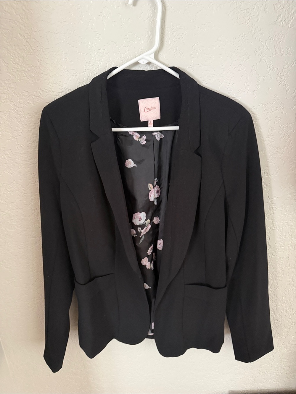 Candie's Black Blazer with Floral Lining - Picture 5 of 5